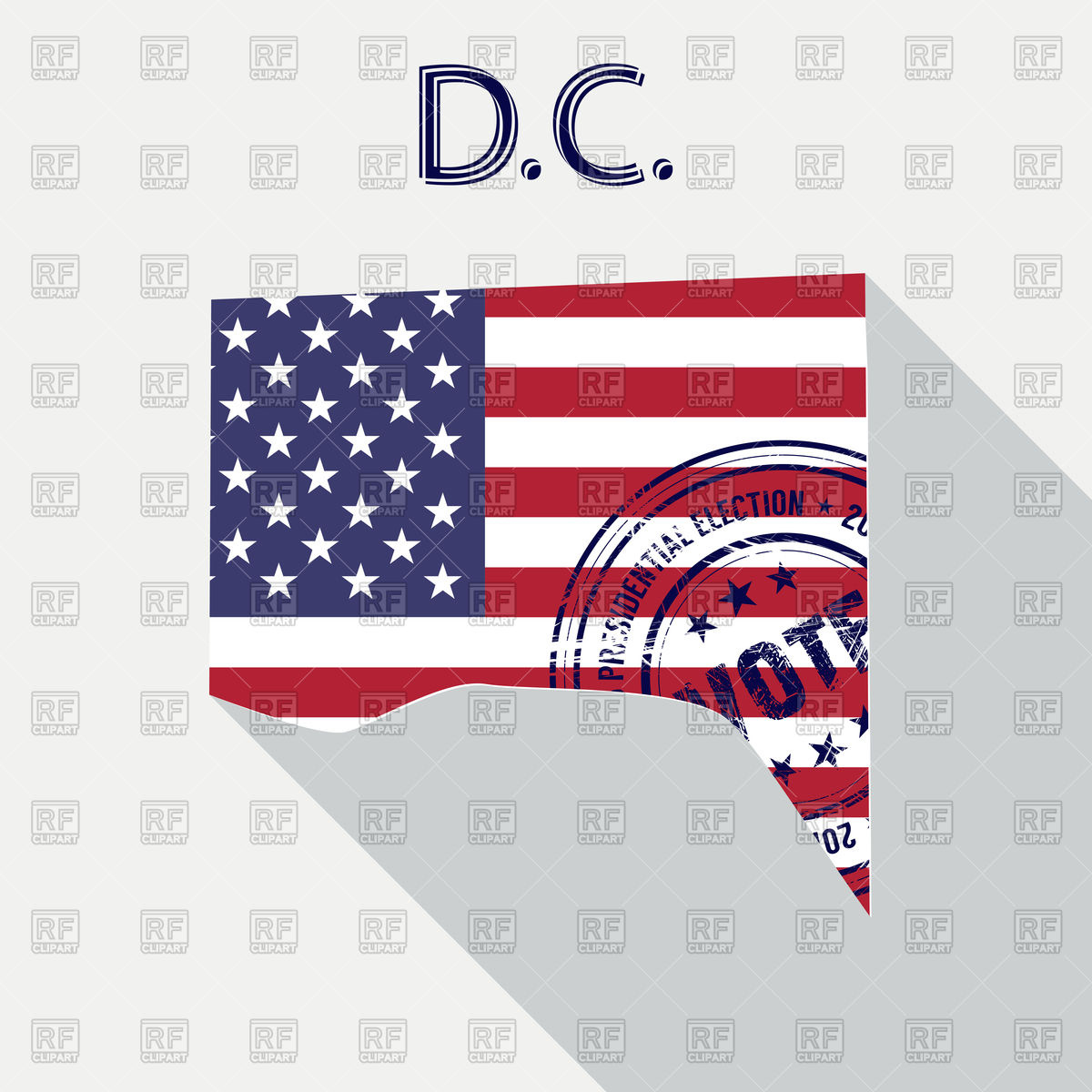 1200x1200 State Of Washington, D.c. Map With Flag And Presidential Day Vote