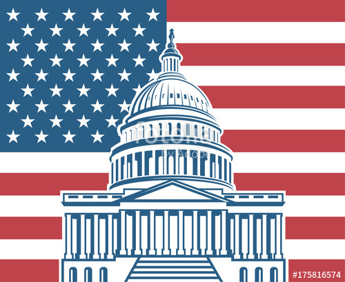500x409 United States Flag With Capitol Building In Washington Dc Stock