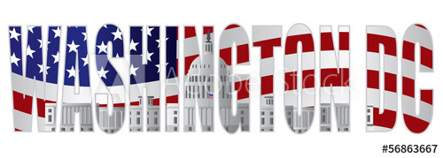 500x179 Washington Dc Text Outline Capitol Us Flag Vector Illustration
