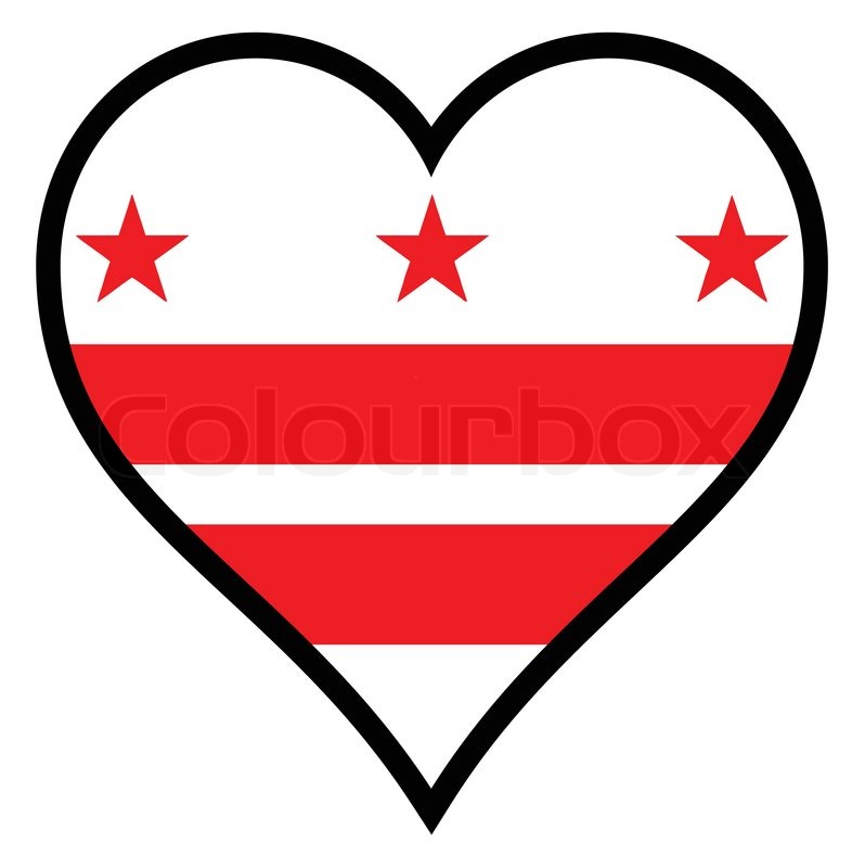 798x800 Washington Dc Flag Within A Heart All Over A White Background