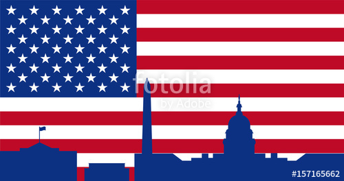 500x264 Background Silhouettes Of Buildings In Washington Dc And The Flag