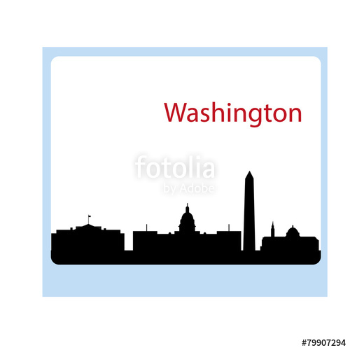 500x500 Washington Dc City Skyline Silhouette. Vector Illustration Stock