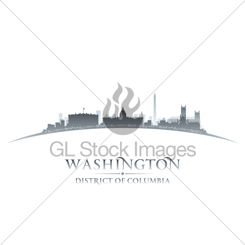 500x500 Washington Dc City Skyline Silhouette White Background Gl Stock