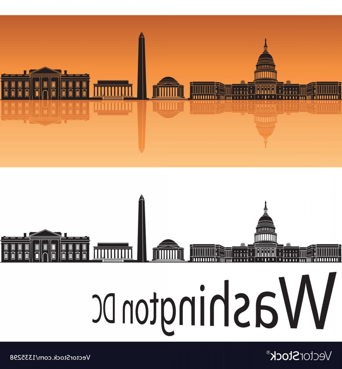 1200x1296 Washington Dc Skyline In Orange Background Vector Lazttweet