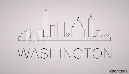 500x289 Washington Dc City Skyline Black And White Silhouette. Vector