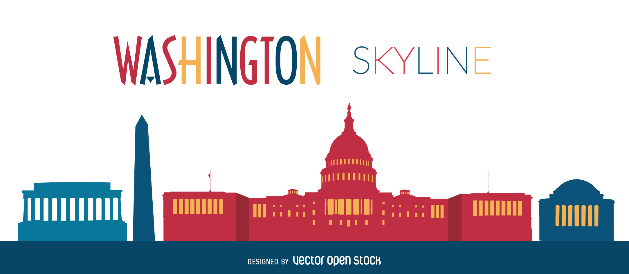 2167x945 Washington Skyline Illustration