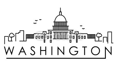 400x244 Outline Washington Dc Usa City Skyline With Modern Buildings