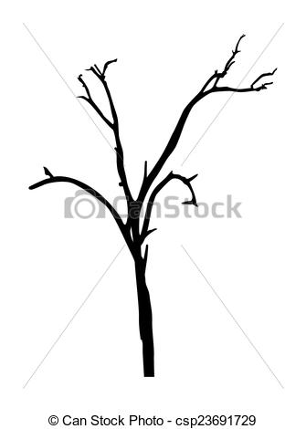 335x470 Dead Tree Shape. Abstract Grunge Retro Halloween Dead Tree Vector