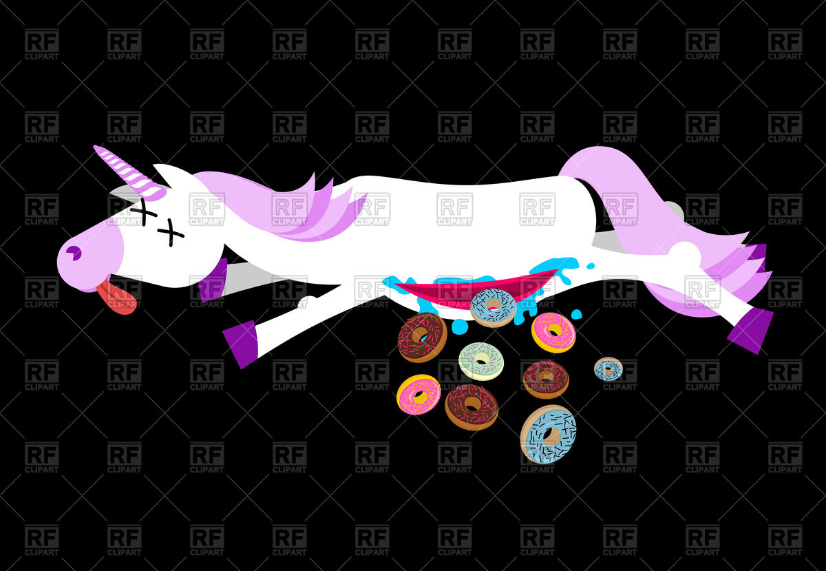 1200x829 Dead Unicorn With Donuts Vector Image Vector Artwork Of Plants