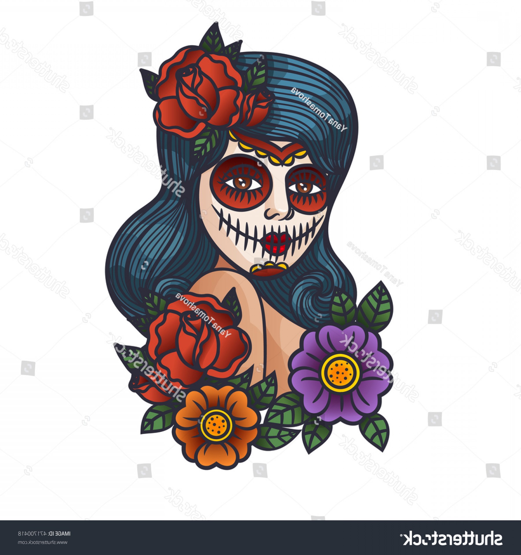 1800x1920 Mexican Day Dead Vector Girl Makeup Shopatcloth