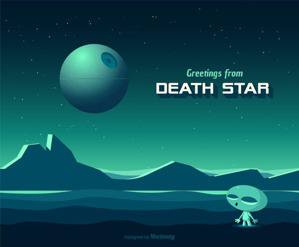 594x490 Greetings From Death Star Vector Post Card