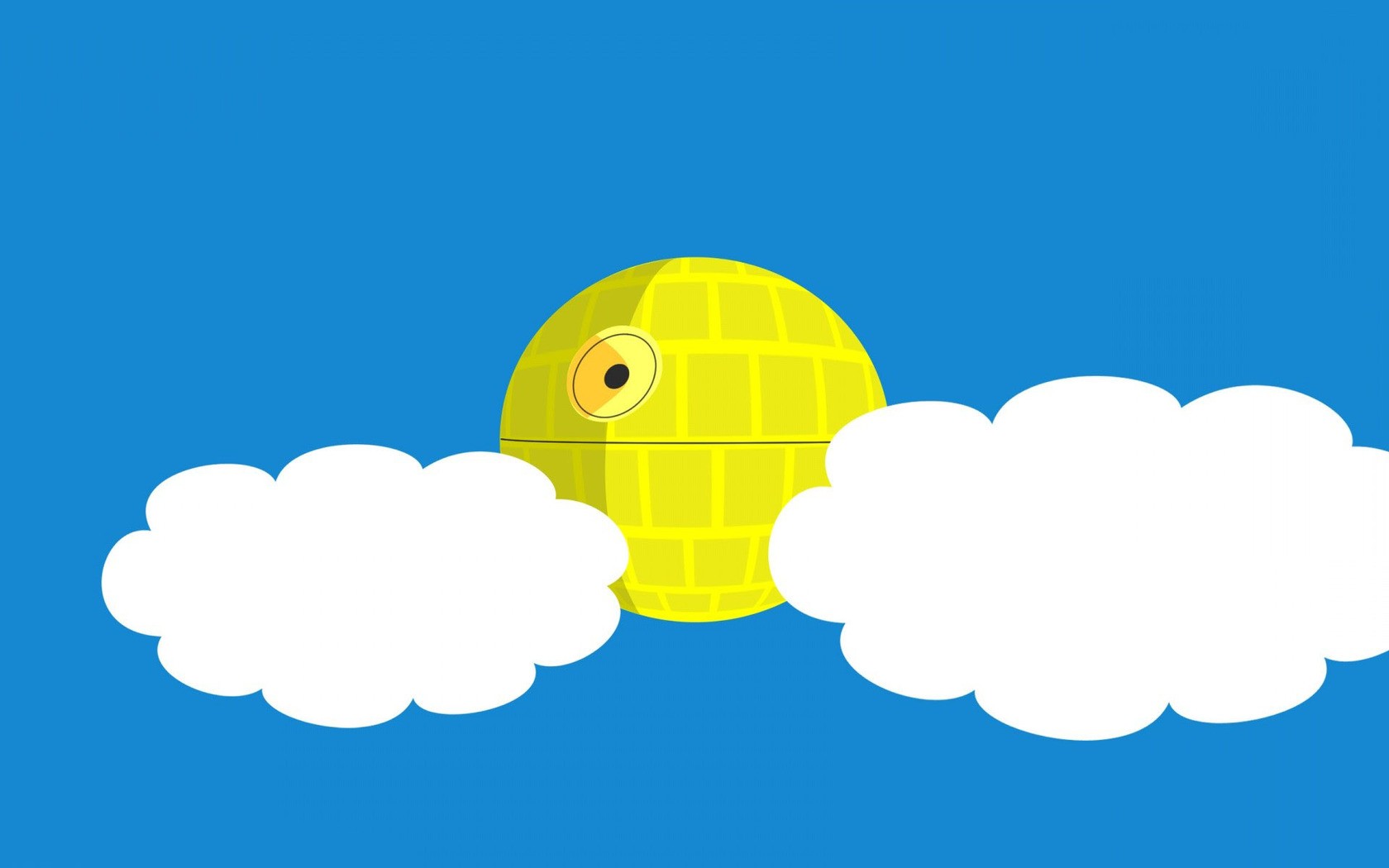 1680x1050 Vector Yellow Death Star Behind Clouds Wallpaper Hd
