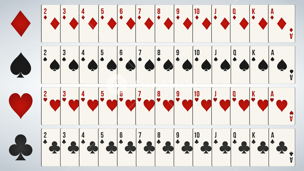 1000x563 Poker Playing Cards, Full Deck. Vector Illustration Royalty Free