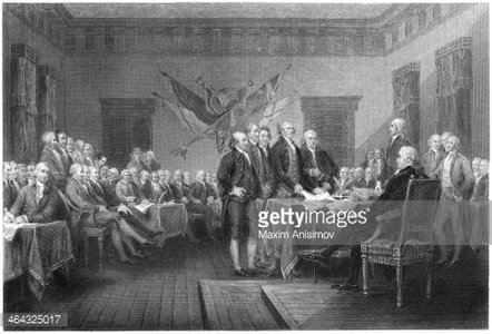 442x300 Signing Of The Declaration Of Independence Antique Engraving Stock