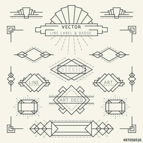 500x500 Art Deco Style Line And Geometric Labels And Badges Monochrome