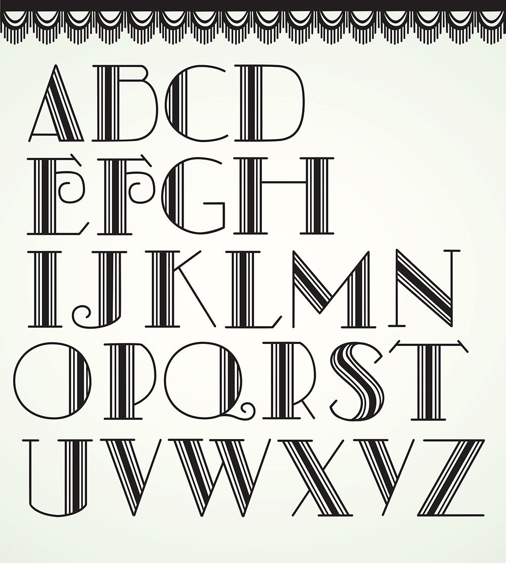 1000x1113 Art Deco Vector Alphabet Retro Letters Clipart Design Elements Etsy