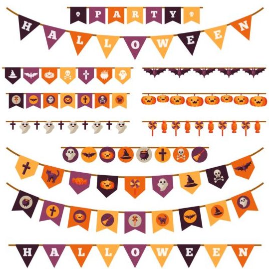 539x539 Halloween Flag Decoration Vector Set Free Download