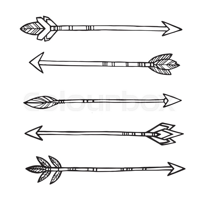 800x800 Tribal Indian Arrows. Hand Drawn Decorative Elements In Boho Style