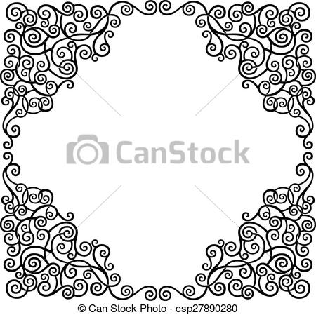 450x449 Scroll Border. Black Graphic Scroll Decorative Border, Vector