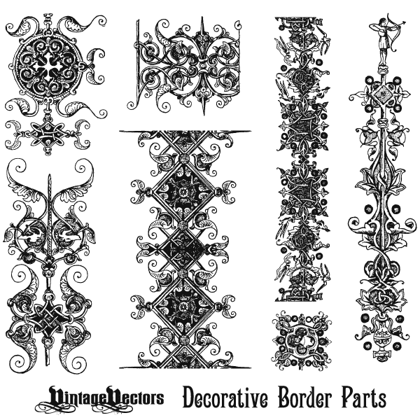 600x600 Vector Art Decorative Border Parts Kit Vintage Vectors