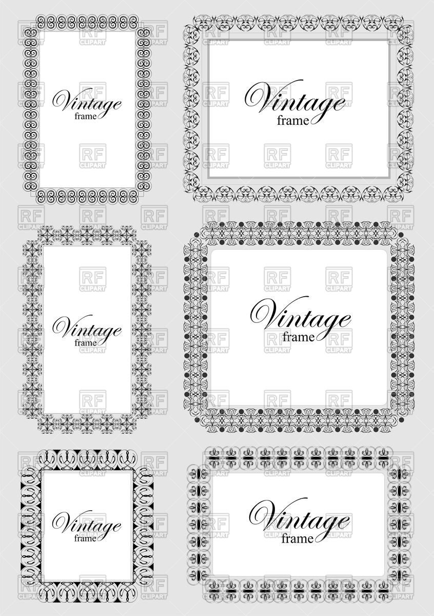 846x1200 Collection Of Ornate Square Frames With Decorative Border Vector