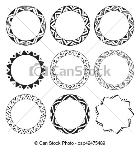450x470 Hand Drawn Round Frames, Decorative Design Elements, Circle