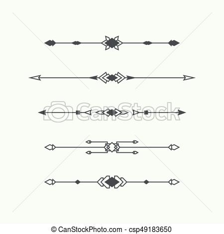 450x470 Dividers Vector Set Isolated. Geometric Horizontal Vintage Line