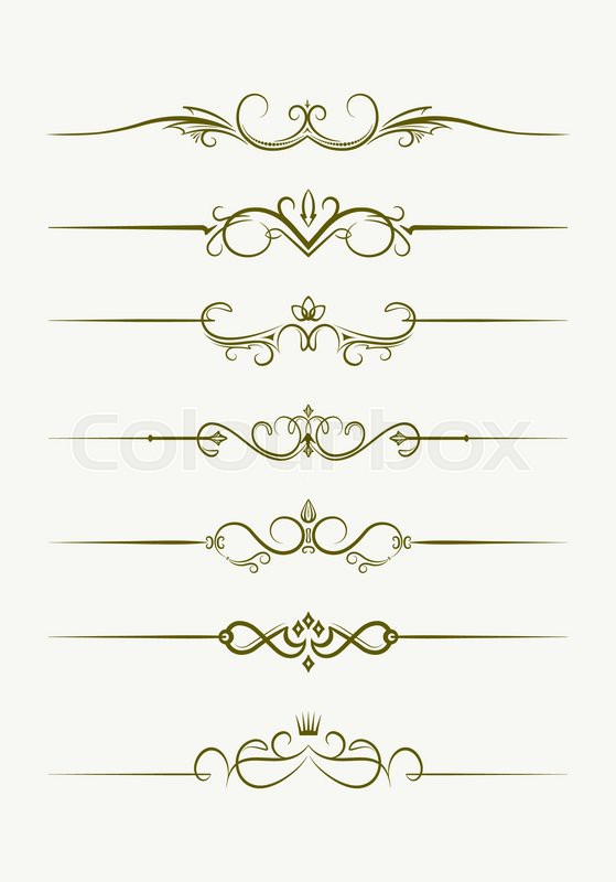 559x800 Set Of Seven Decorative Vintage Style Text Dividers. Vector