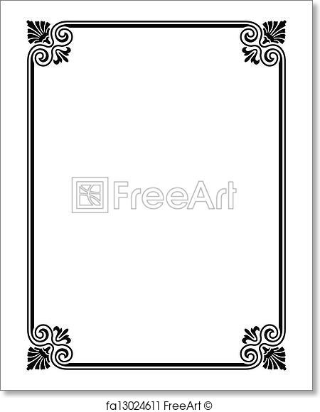 450x580 Free Art Print Of Simple Black Ornamental Decorative Frame. Vector