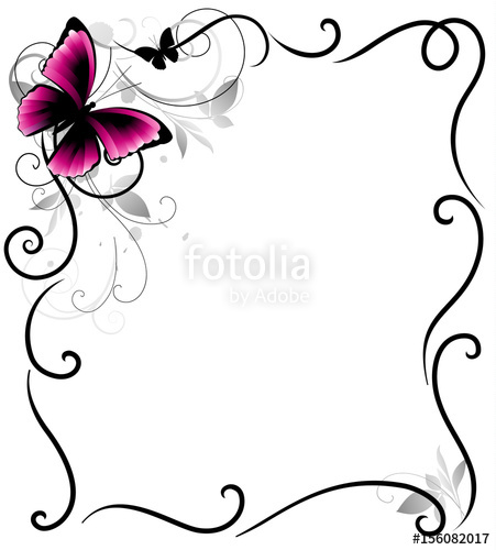 451x500 Decorative Frame With Butterfly And Decorative Lines. Vector