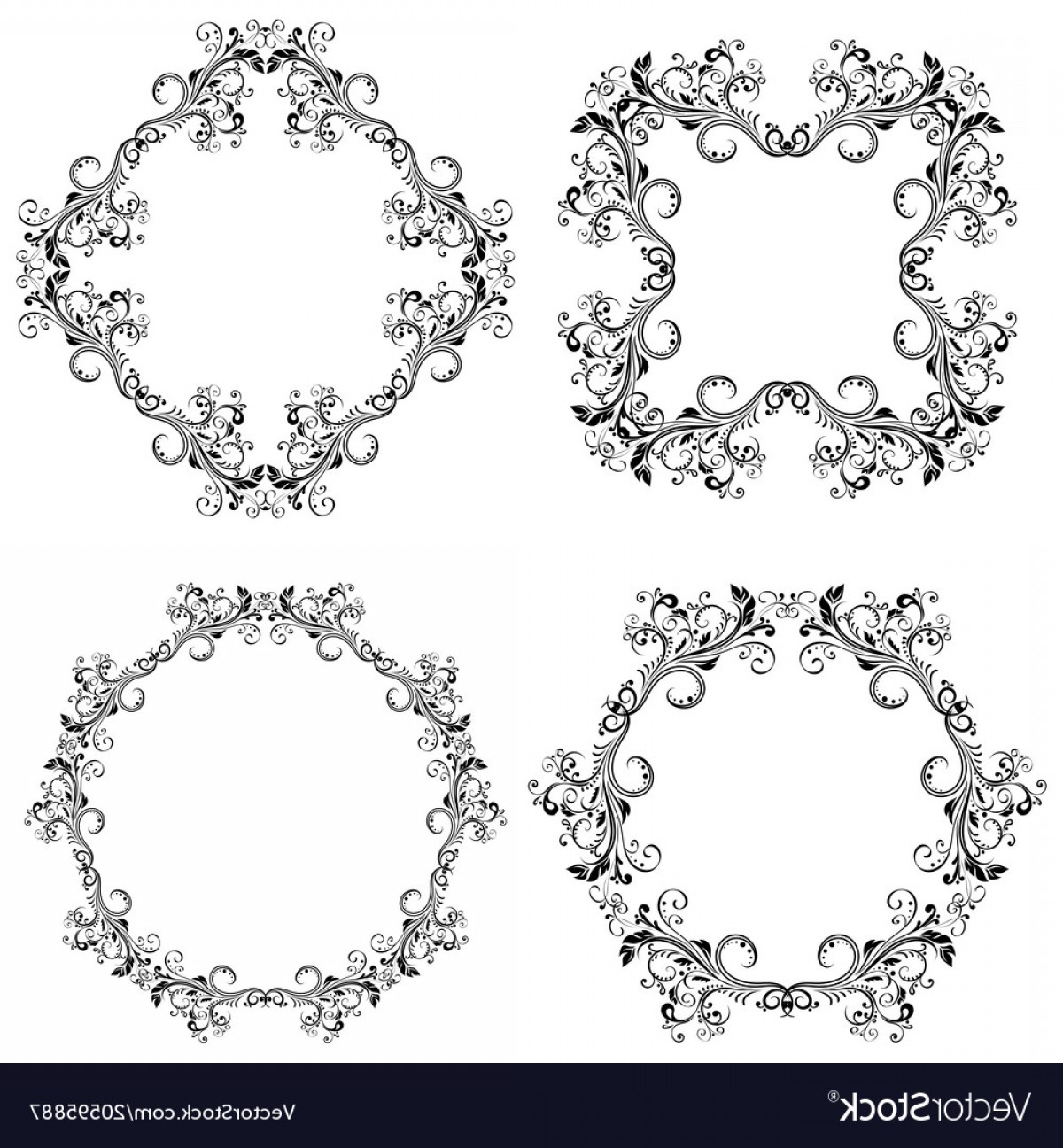 1200x1296 Floral Decorative Filigree Frames Black Ornaments Vector Rongholland