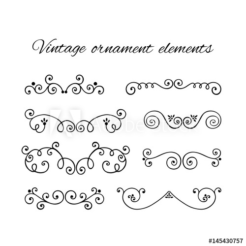500x500 Set Of Decorative Text Divider. Victorian Swirly Ornaments Vector