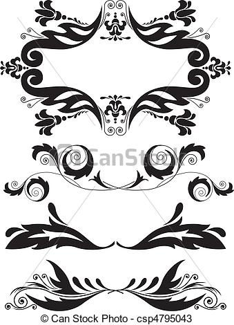 339x470 Set Of Ornaments. Vector Illustration Set Of Swirling Flourishes