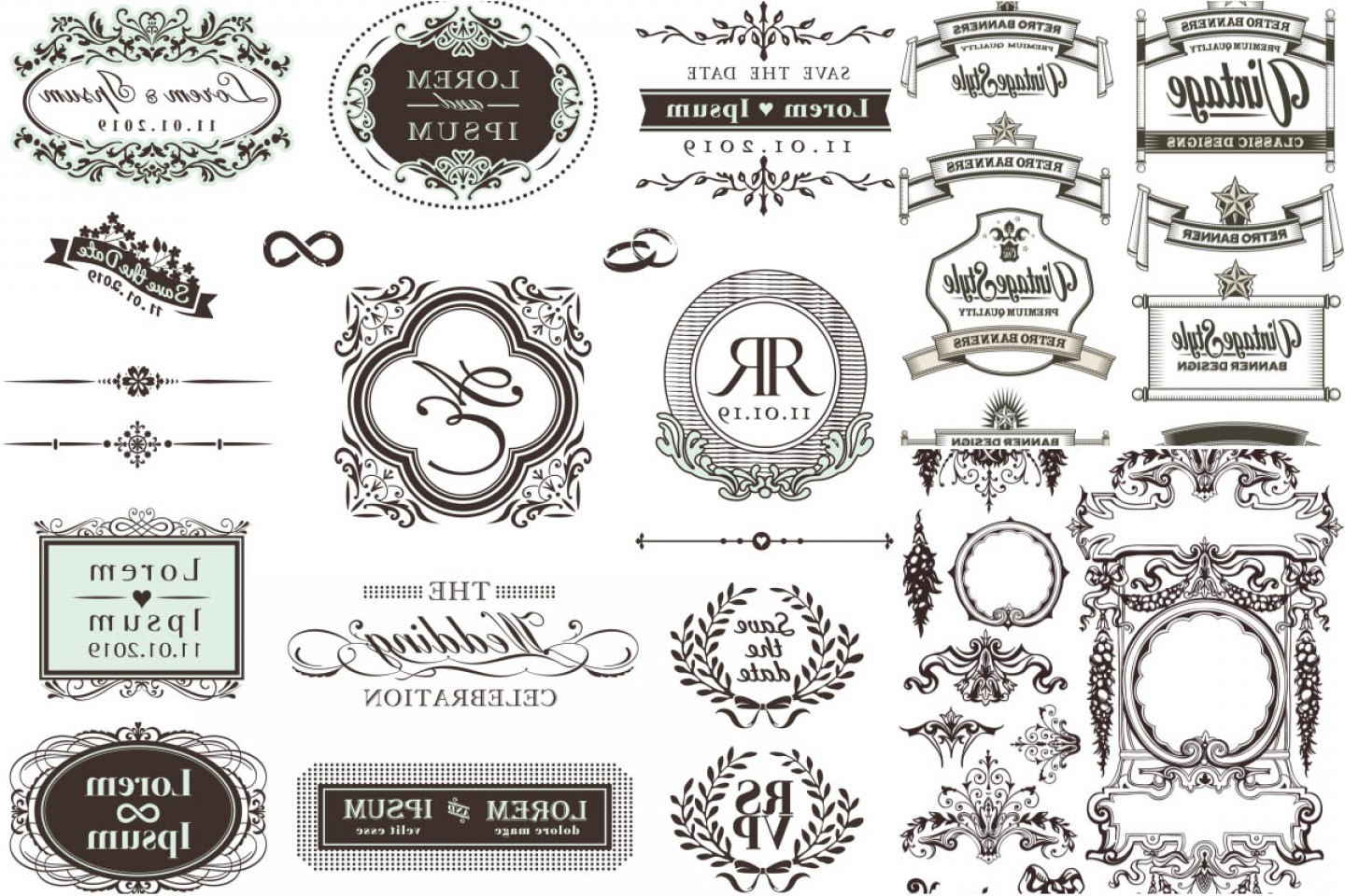 1440x960 Vintage Ornate Frames And Decorative Ornaments Vectors Shopatcloth