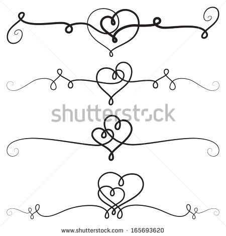 450x470 Decorative Vignettes With Hearts Vintage Borders, Scrolls Vector