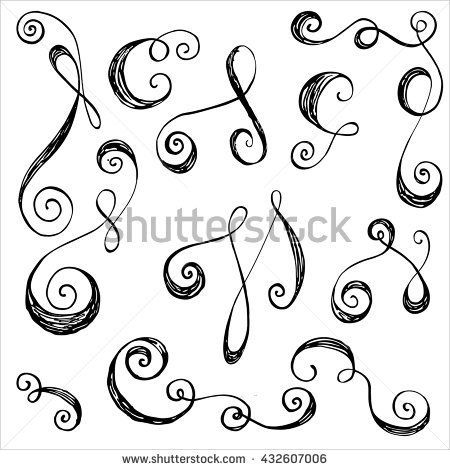 450x470 Hand Drawn Scroll Elements. Grunge Scrolls.vector Decorative