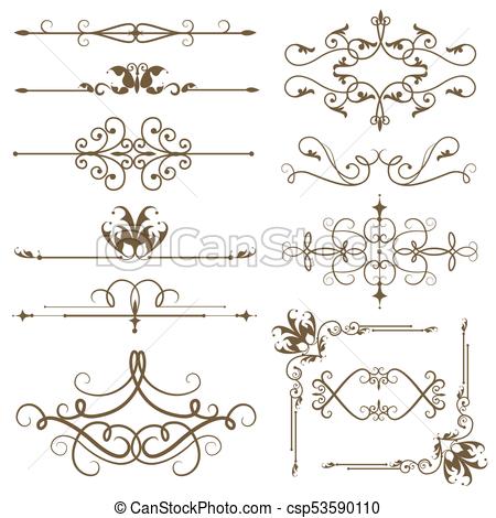 450x470 Antique Decorative Elements, And Scroll Elements, Set