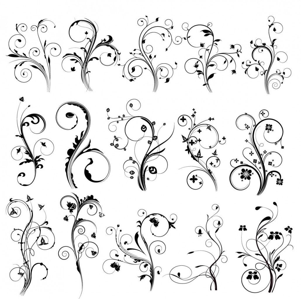 1030x1025 Floral Vintage Elements For Decoration Set Free Download