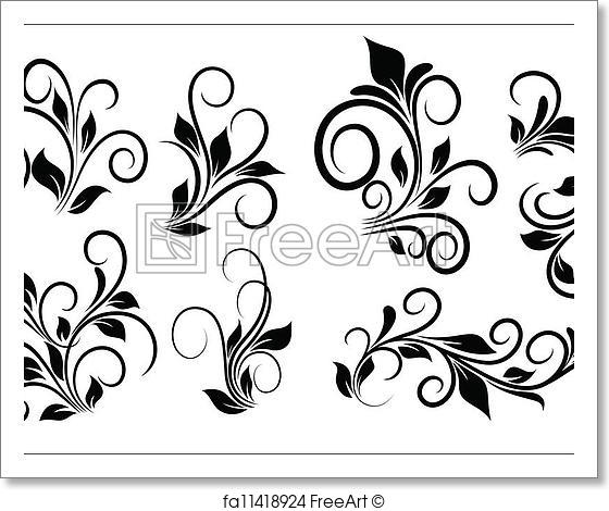 560x470 Free Art Print Of Flourish Swirls Vector Elements. Abstract