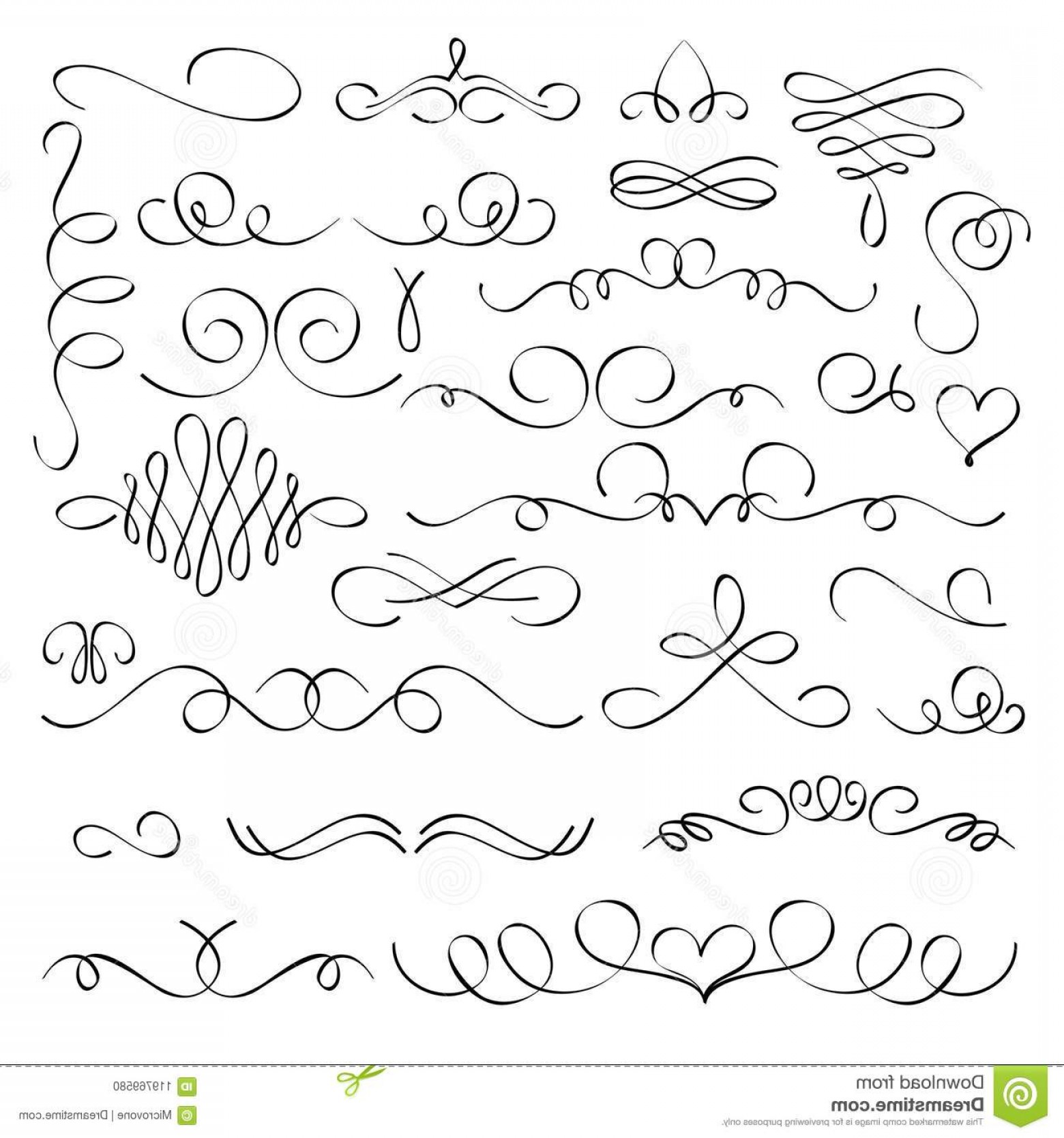 1560x1668 Hand Drawn Flourish Elements Vintage Calligraphic Swirls Vector