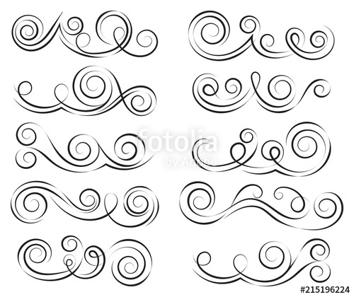 500x420 Swirls Set. Decorative Elements For Frames. Elegant Swirl Vector