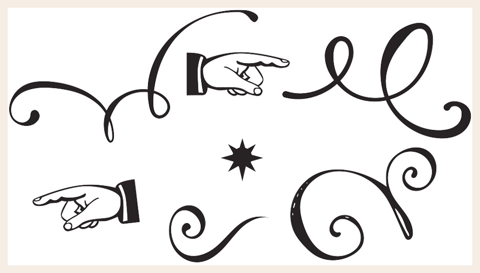 940x536 Vintage Hand Pointers, And Decorative Vector Swirls And Swashes