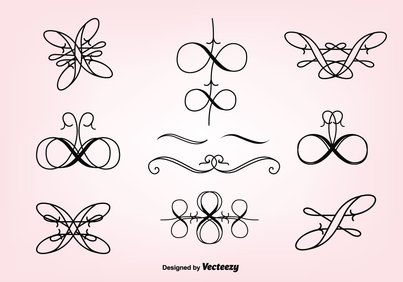 1400x980 Hand Drawn Curly Swirl Vector Set