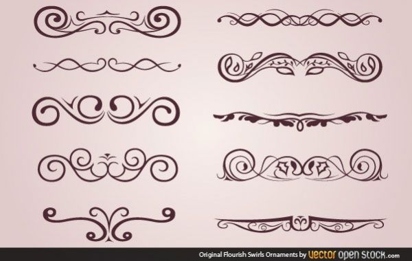 600x380 Vector Clip Art Flourish Swirls Ornaments Free Vectors