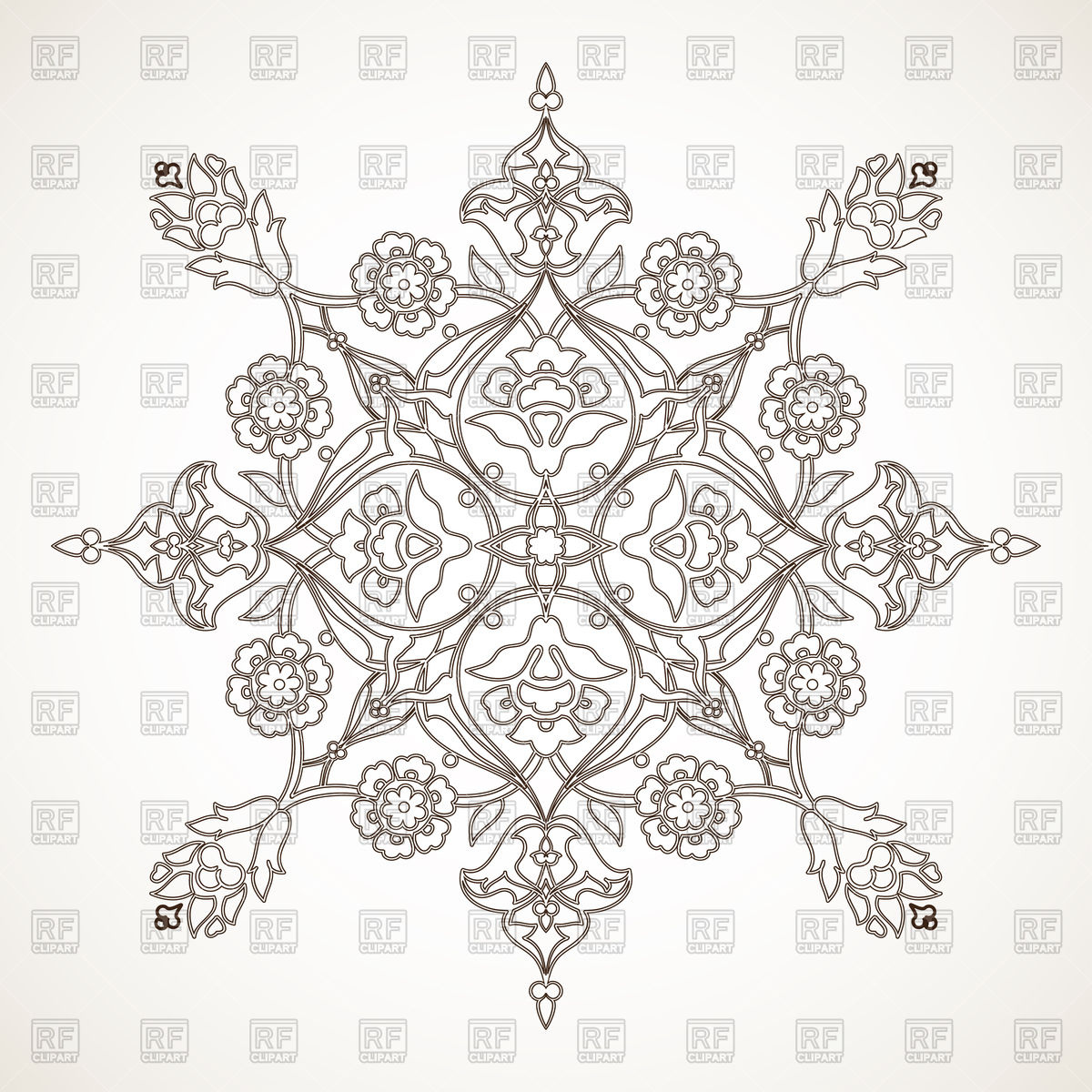 1200x1200 Arabesque Floral Decoration With Swirls Vector Image Vector