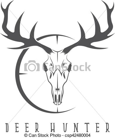 394x470 Deer Skull With Target Vector Design Template.
