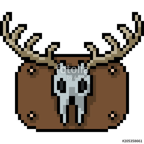 500x500 Vector Pixel Art Deer Skull Stock Image And Royalty Free Vector
