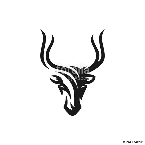 500x500 Deer Vector Logo Illustration On White Background. Antelope Icon
