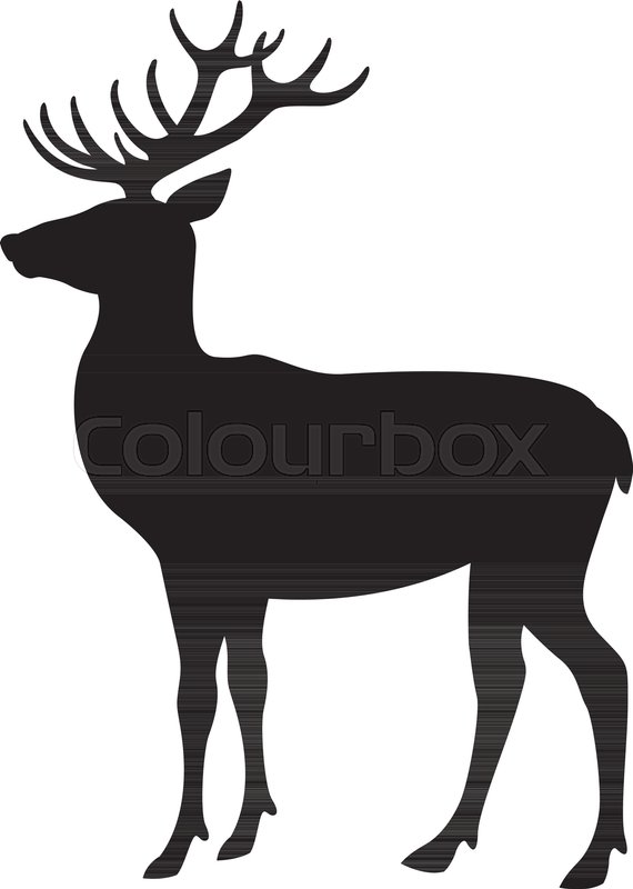 570x800 Deer Vector Illustration Flat Style Black Silhouette Profile Side