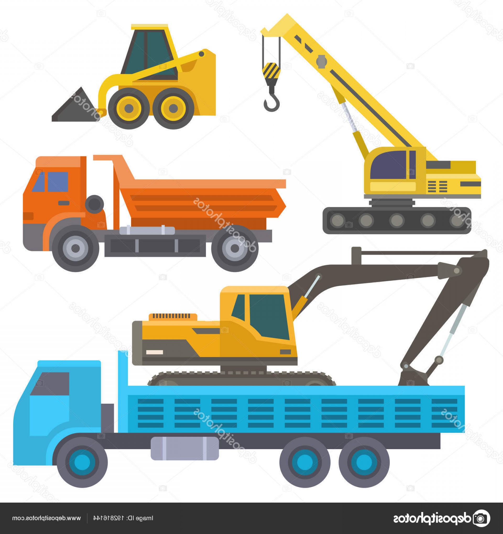 1920x2040 Stock Illustration Construction Delivery Truck Vector